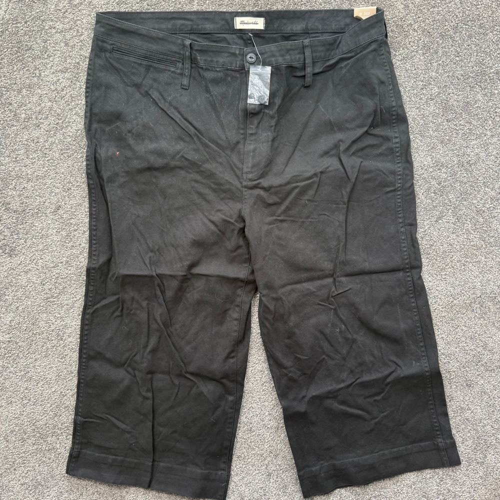 Madewell Emmett Wide-Leg Crop Pants Black Canvas Size 36P Petite High Rise